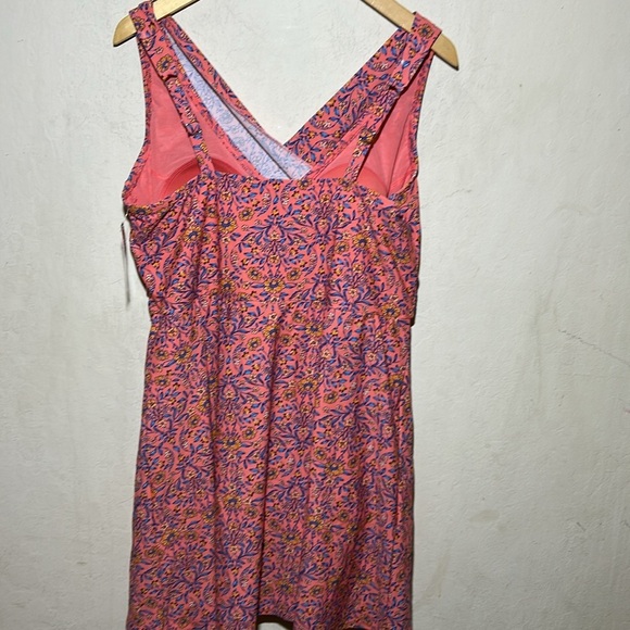 Lands End Women's Coral Floral Chlorine Resistant Wrap Swim Dress Size XL NWT - Picture 4 of 10